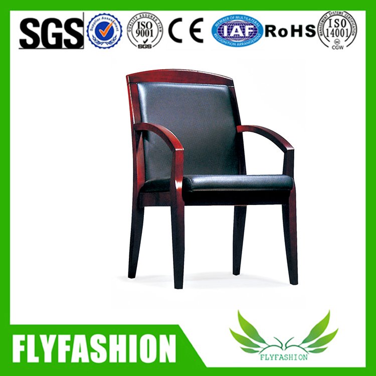 Wooden Chair Frame Leather Office Chair With Armrest(OC-38)