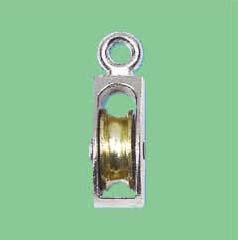 NICKEL PLATED FIXED EYE US TYPE PULLEY WITH SINGLE WHEEL