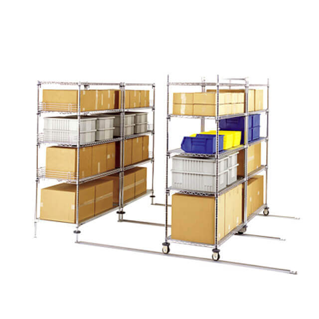 High Density Floor Track Sliding Wire Shelving