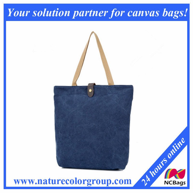 Leisure Blue Canvas Handbag for Women