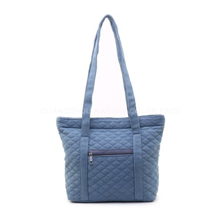 SP7090 women quilted soft Denim tote bag single shoulder bag for shopping