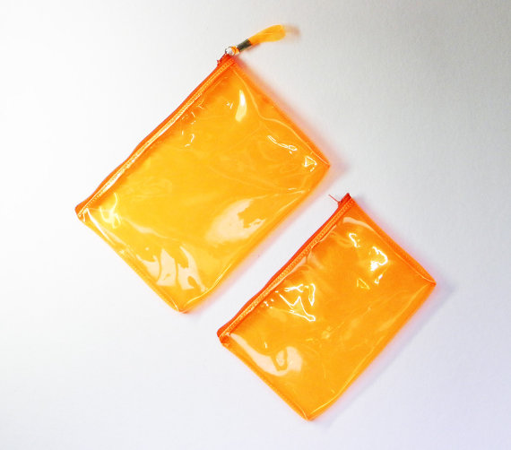 Orange Clear Bag Clear Cosmetic Bag 
