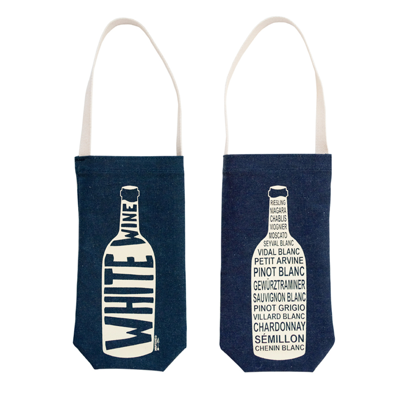 Denim Single Bottle Wine Tote Bag