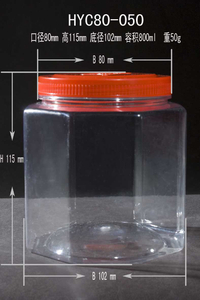 Botella de boca ancha de PET para tarro y golosinas.
