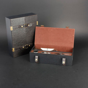 Wine Box Manufacturer Handicraft work black faux leather wine box