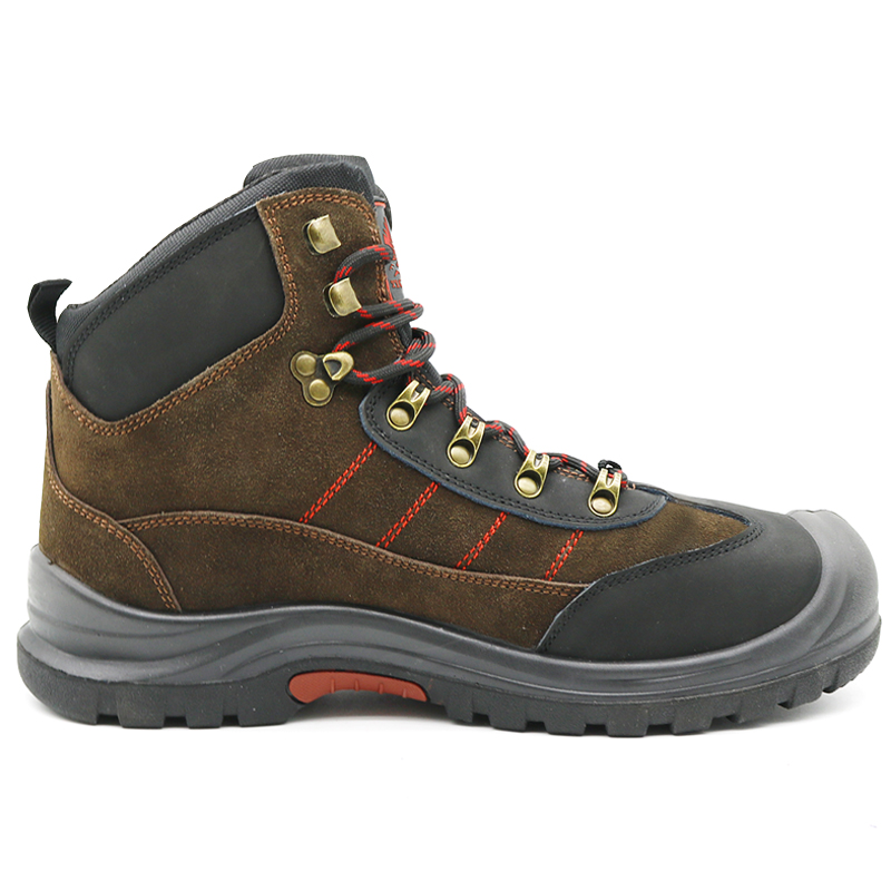 Brown Suede Leather Rubber Out Sole Sport Model Safety Shoes Steel Toe