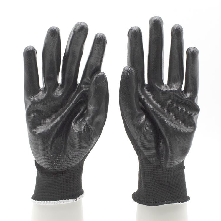 CE EN388 Oil Chemical Resistant Nitrile Coated Gloves Work