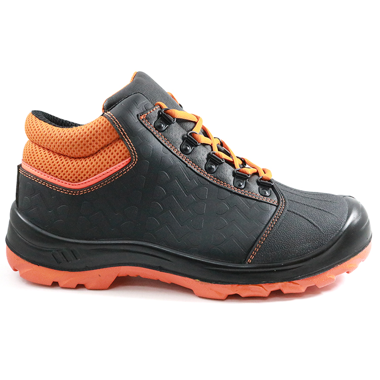 CE Approved Black Leather Anti Puncture Industrial Safety Shoes Steel Toe Cap