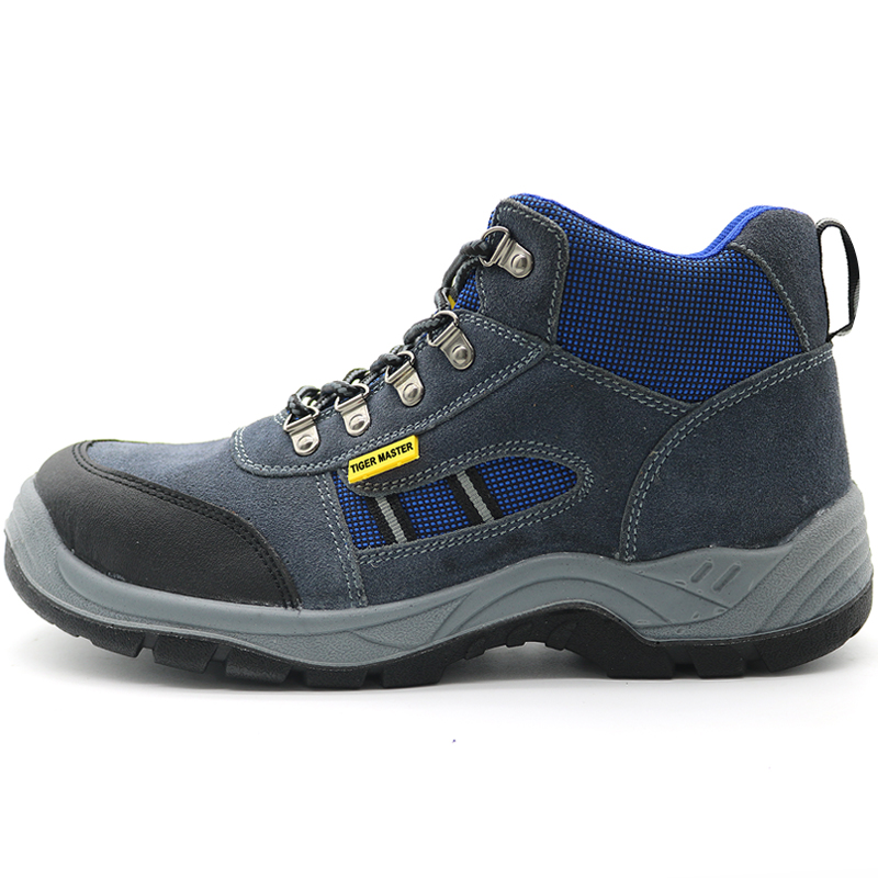 Blue Suede Leather Steel Toe Working Safety Shoes Sports