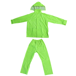 Fluorescent Green 170T Polyester Fabric Pvc Coated Men Raincoat Waterproof