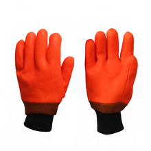  Cold-proof And Comfortable Oil Acid Resistant Anti Slip Cold Storage Fluorescent Orange PVC Gloves