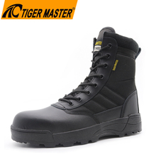Black Leather Rubber Sole Outdoor Hiking Safety Boots with Steel Toe