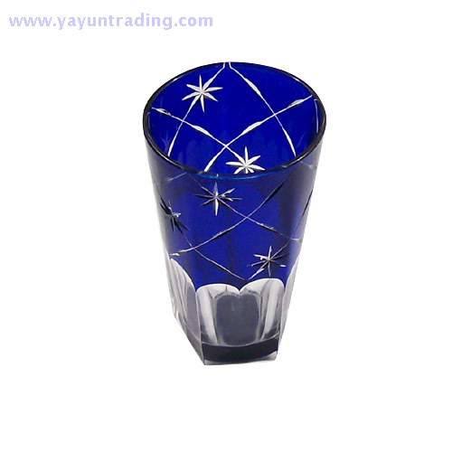 exquisite dark blue cut to clean glass tableware drinking glass cup for wedding