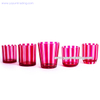  vertical stripes design glass candle container pink glass candle jar with slate coaster