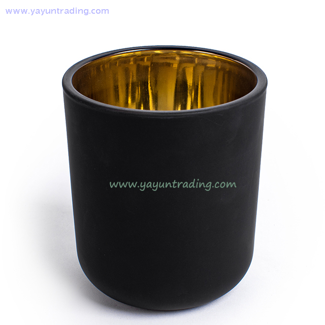 Classical Matte Black Glass Candle Holder with Gift Box Packing