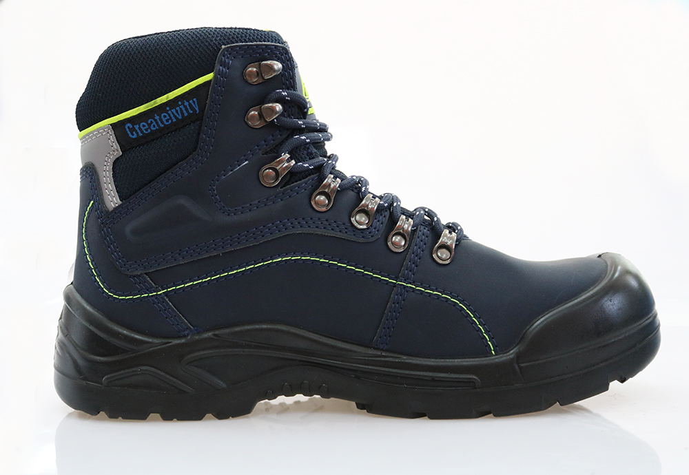 Blue cow split nubuck leather safety boots for men