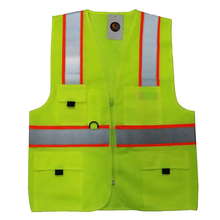 Multiple Pockets Hi-vis Reflective Safety Vest with Zipper
