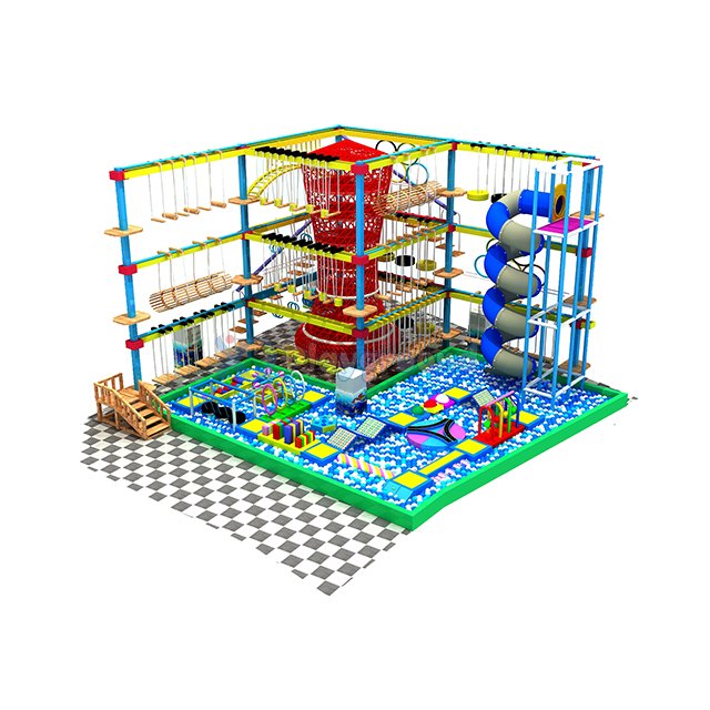 Commercial Kids Theme Park Ball Pit with Rope Course