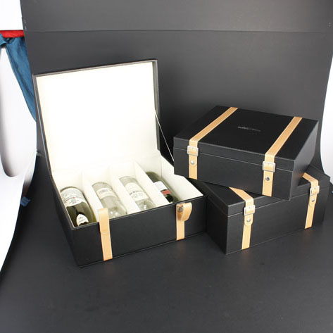 Wine Box Manufacturer White PU leather cardboard wine box 12 bottle