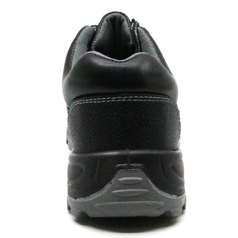 Anti Slip Black Leather Steel Toe Safety Work Shoes for Men