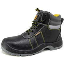 Black Leather Steel Toe Puncture Proof Industrial Safety Boots for Men
