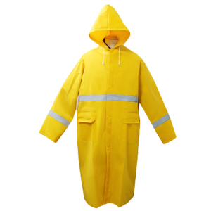 One Piece Waterproof PVC Polyester Raincoat with Reflective Stripe