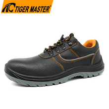 Black leather steel toe puncture proof men safety shoes work