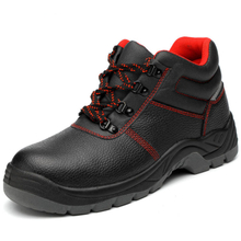 Anti Slip Black Leather Industrial Safety Boots with Steel Toe
