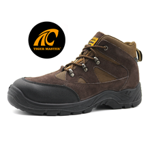 Brown Suede Leather Anti Slip Steel Toe Safety Shoes Man Work