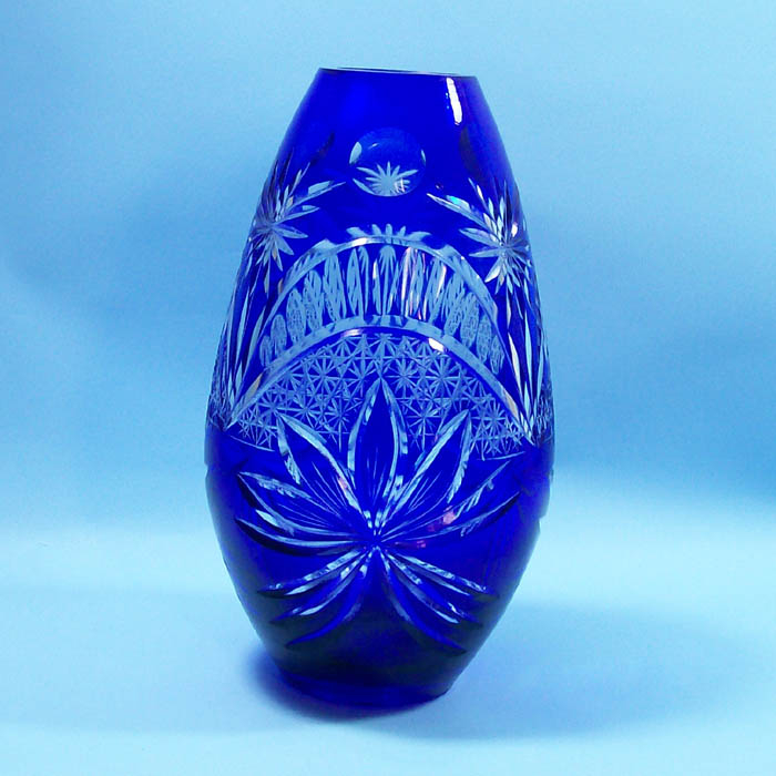 Cobalt blue decorative artificial flower glass vases