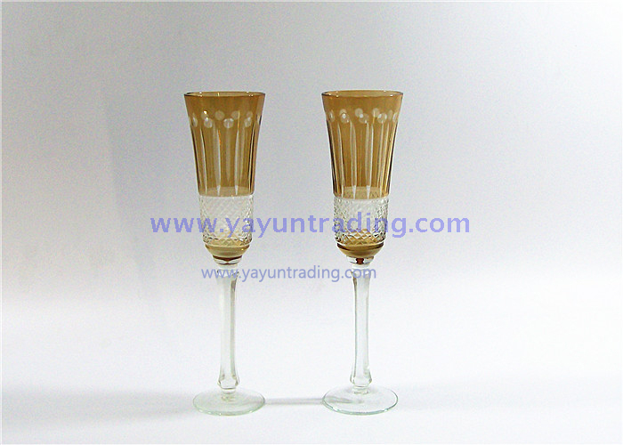 45oz Amber Color Long-stem Glass Champagne Flute for Decoration