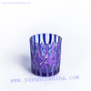 purple blue green metallic colored glass candle holder