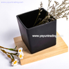 High Quality Square Shape Thick Matte Black Glass Candle Holder