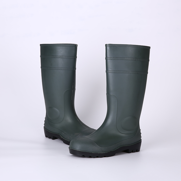 Dark green cheap safety plastic rain boots