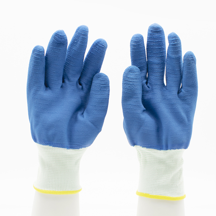 Blue Non-slip Latex Work Gloves Safety for Construction