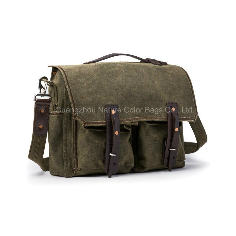 Mens Fashion Waxed Canvas Bag for Campus and Student