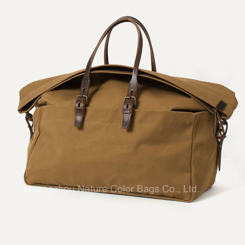 Classic Large Canvas and Leather Travel Handbag for Man or Woman
