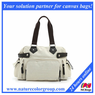 Fashion White Canvas Satchel Handbag for Women