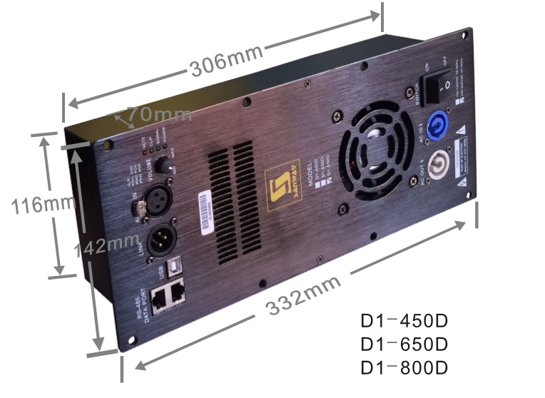 وحدة مكبر الصوت الرقمي D1-650D من الفئة D للسماعات