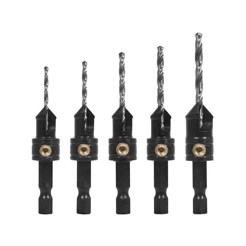 5PCS Hex Shank Single Flute HSS Holzsenkerbohrer-Set für Holzschrauben