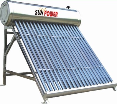 Calentador de agua solar compacto de baja presión de acero inoxidable