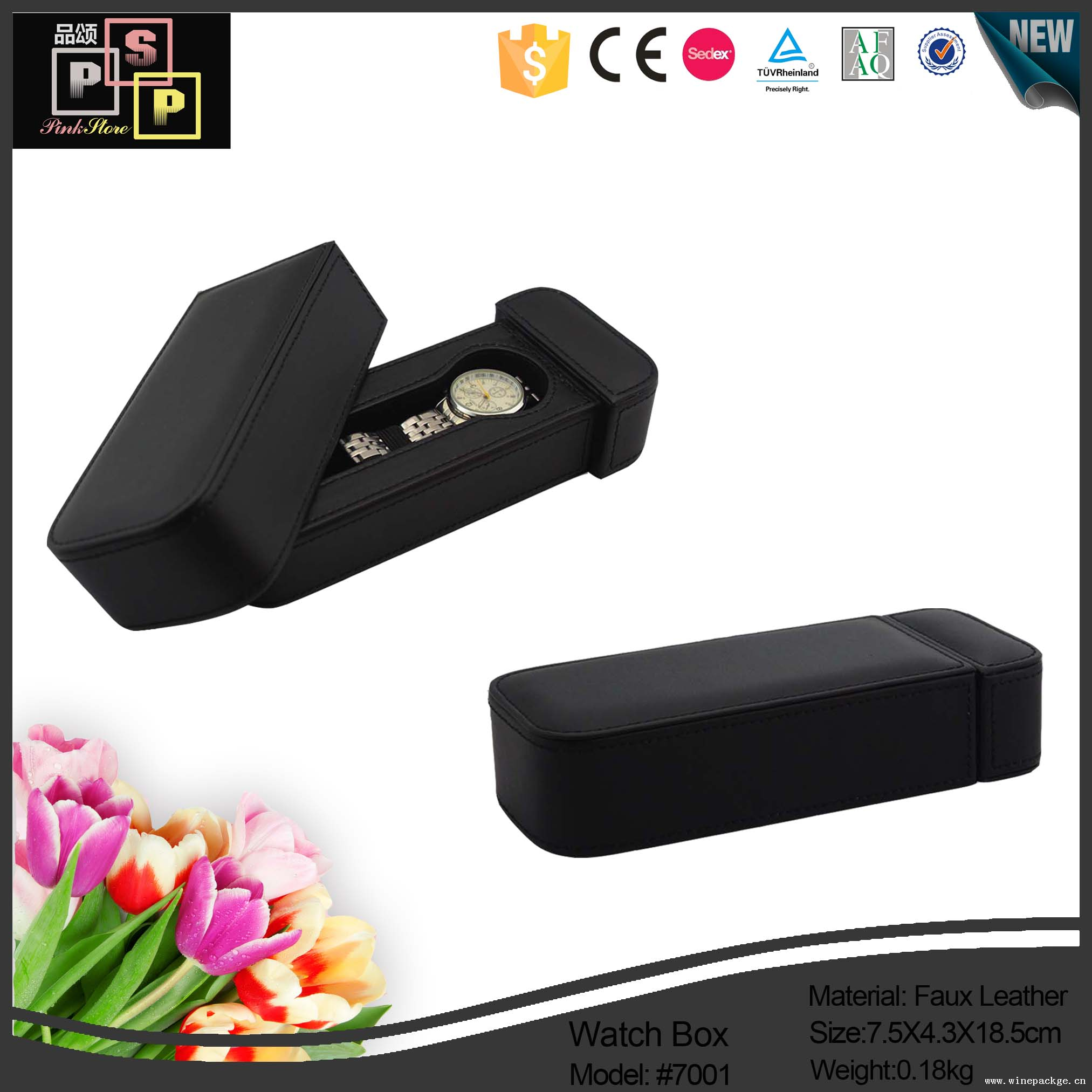 PU Leather Material and Stamping,Embossing, Printing leather watch box