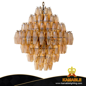 Модная модная янтарная блестящая декоративная стеклянная люстра для горячей виллы (KP1595P-12A)