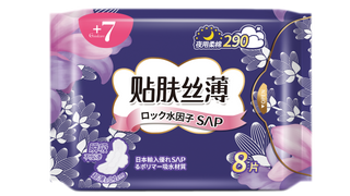 +7丝薄柔棉夜用290mm卫生巾8片