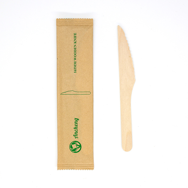 Биоразлагаемые деревянные одноразовые ножи в оболочке 165 мм