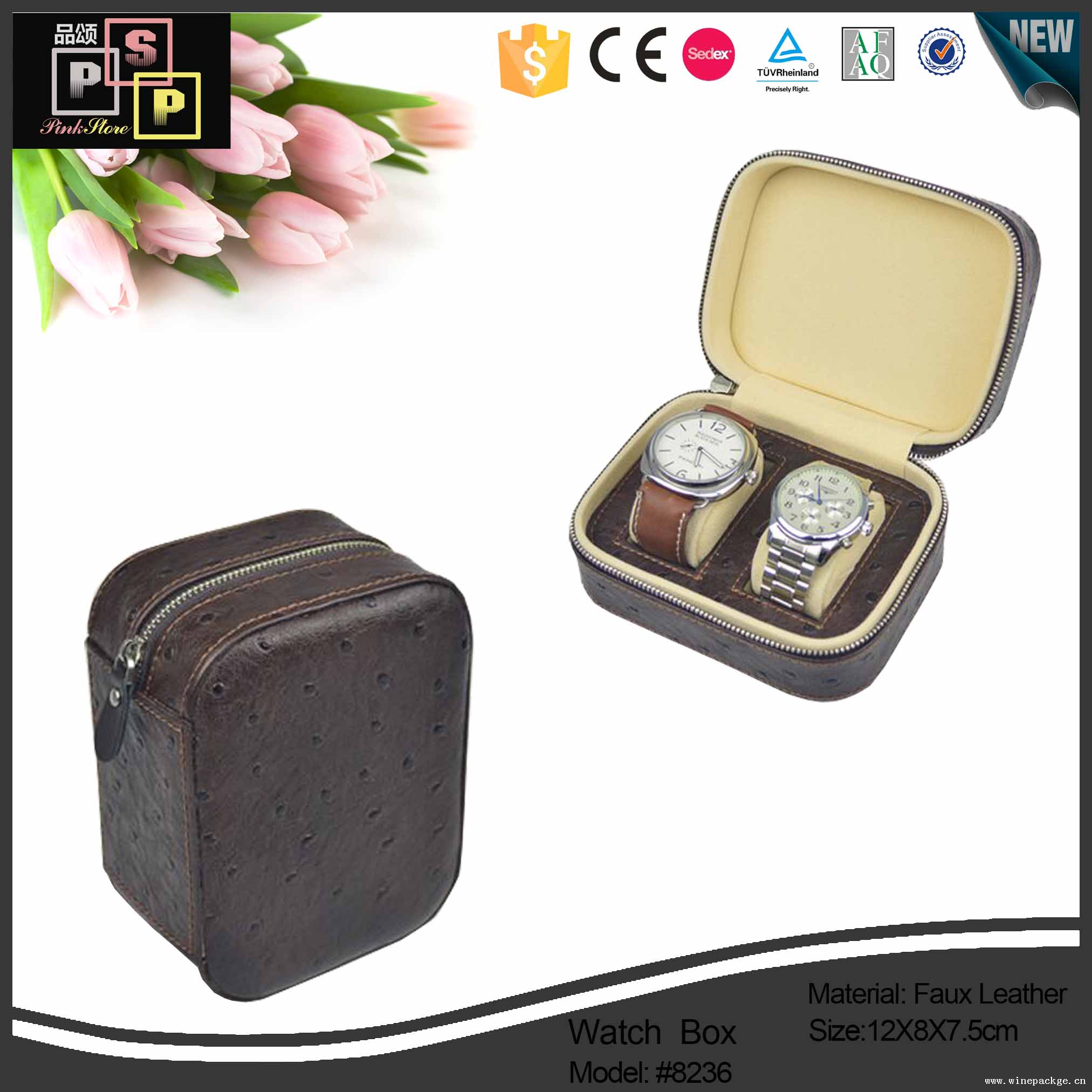 PU Leather Material and Stamping,Embossing, Printing leather watch box