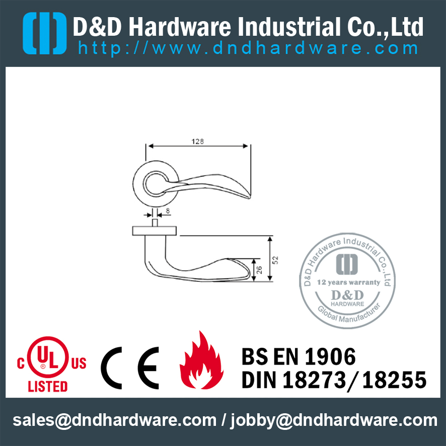 Manija sólida inestable de acero inoxidable para puerta de metal - DDSH161