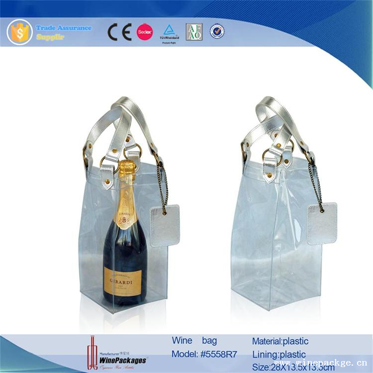 recycled paper hang tag transparent plastic drink bag for wine