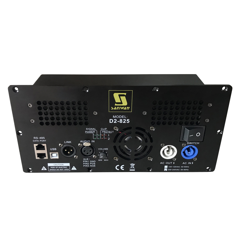 Amplificateur à plaque active D2-825 800W 250W 2CH DSP pour haut-parleur bi-amp