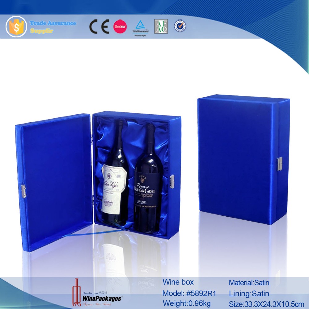 high end luxury satin material customized wine box packaging